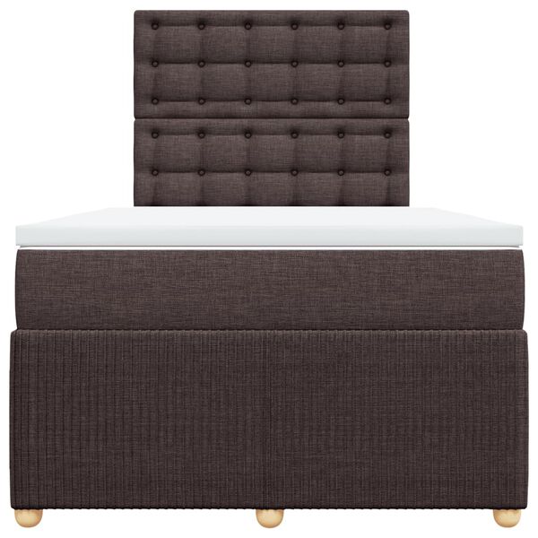 vidaXL Cama box spring con colch&oacute;n tela marr&oacute;n oscuro 120x190 cm