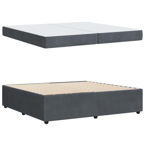 vidaXL Estructura de cama con colch&oacute;n Gris oscuro 200 x 200 cm tela