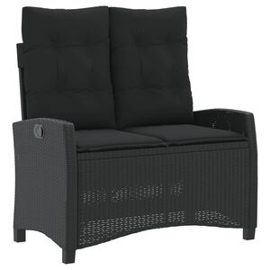 vidaXL Sill&oacute;n reclinable de jard&iacute;n con cojines rat&aacute;n sint&eacute;tico negro