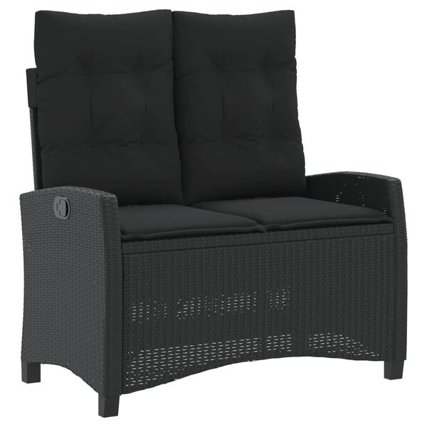 vidaXL Sillón reclinable de jardín con cojines ratán sintético negro
