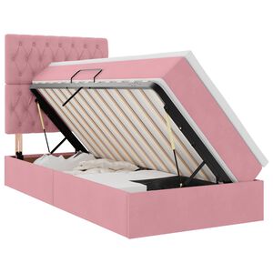 vidaXL Cama con almacenamiento y colch&oacute;n Rosa 90 x 190 cm Terciopelo
