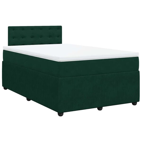 vidaXL Cama box spring con colch&oacute;n terciopelo verde oscuro 120x190 cm