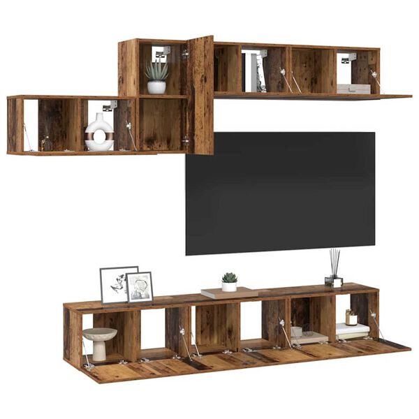 vidaXL Conjunto de mueble de TV con cajón 7 pcs Madera envejecida