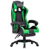 vidaXL Silla gaming con reposapi&eacute;s cuero sint&eacute;tico verde y negro