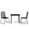 vidaXL Juego de comedor para jard&iacute;n 3 piezas negro