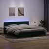 vidaXL Cama box spring con colch&oacute;n y LED terciopelo verde oscuro 180x220 cm