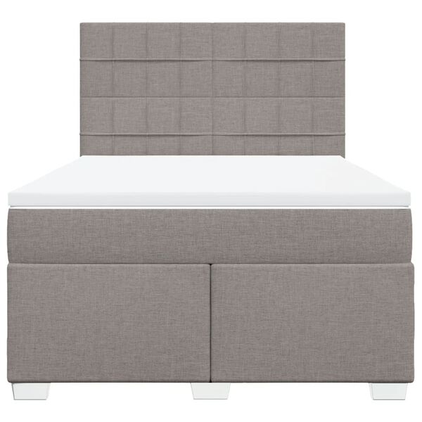 vidaXL Cama box spring con colch&oacute;n tela gris taupe 160x200 cm