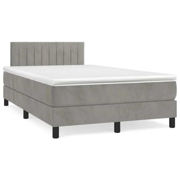 vidaXL Cama box spring con colch&oacute;n terciopelo gris claro 120x190 cm