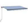 vidaXL Toldo autom&aacute;tico LED sensor de viento azul y blanco 450x350 cm