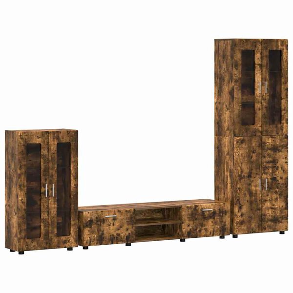 vidaXL Conjunto de mueble de TV Roble ahumado Madera de ingenier&iacute;a