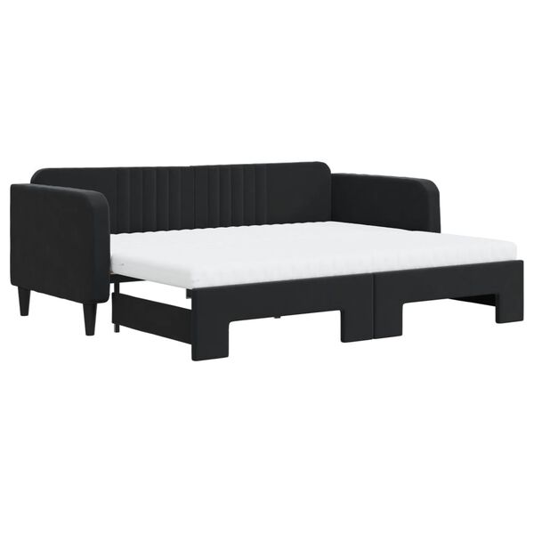 vidaXL Sofá cama nido con colchón terciopelo negro 90x200 cm