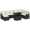 vidaXL Conjunto de sof&aacute; de jard&iacute;n con coj&iacute;n 9 pcs Negro Polirat&aacute;n