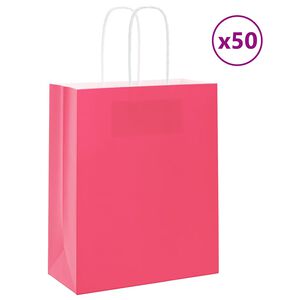 vidaXL Bolsas de papel con asas 50 uds rosa 18x8x22 cm