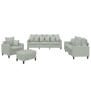 vidaXL Juego de sof&aacute;s con cojines 4 piezas terciopelo gris claro