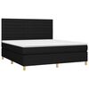 vidaXL Cama box spring colch&oacute;n y luces LED tela negro 180x200 cm