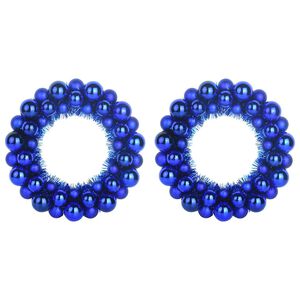 vidaXL Coronas de Bolas de Navidad 2 pcs Azul 33 x 33 x 7 cm