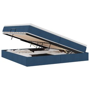vidaXL Cama con almacenamiento y colch&oacute;n Azul 200 x 200 cm Poli&eacute;ster