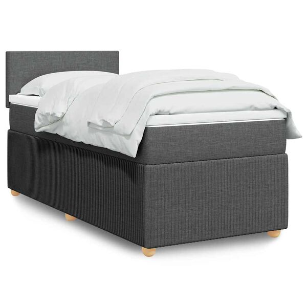 vidaXL Cama box spring con colch&oacute;n tela gris oscuro 100x200 cm
