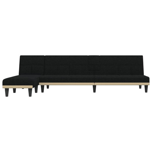vidaXL Sof&aacute; cama en forma de L tela negro 255x140x70 cm