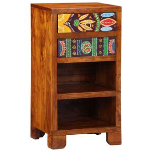 vidaXL Mesa de Fin Floral con caj&oacute;n Marr&oacute;n 40 x 35 x 75 cm