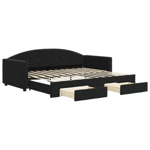 vidaXL Sof&aacute; cama nido con cajones terciopelo negro 90x200 cm