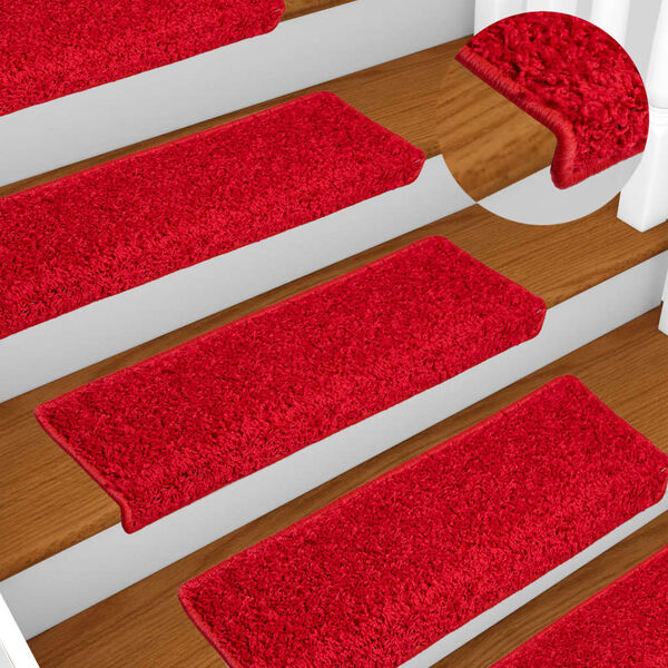 vidaXL Alfombrillas para escaleras 10 unidades 65x21x4 cm Borde rectangular rojo