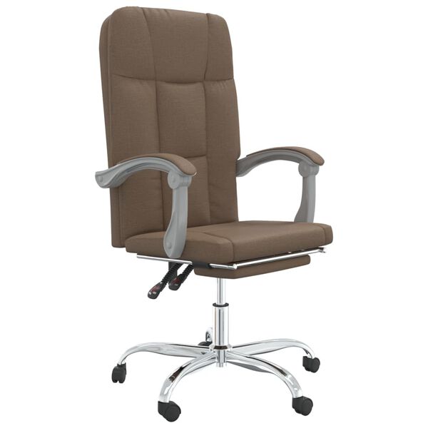 vidaXL Silla de oficina reclinable de tela marr&oacute;n