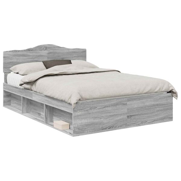 vidaXL Estructura de cama con cabecera Gris Sonoma 140 x 200 cm