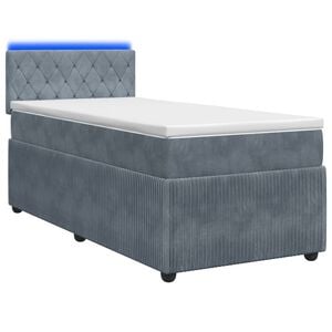 vidaXL Cama con Base Tapizada, Colch&oacute;n y Luz LED Gris oscuro