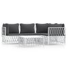 vidaXL Juego de muebles de jard&iacute;n 5 piezas y cojines acero blanco