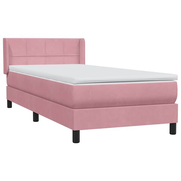 vidaXL Cama box spring con colch&oacute;n terciopelo rosa 100x210 cm