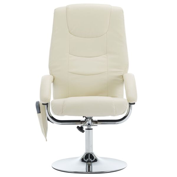 vidaXL Sill&oacute;n de masaje con reposapi&eacute;s cuero sint&eacute;tico blanco crema