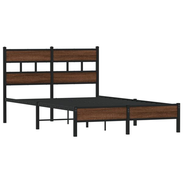 vidaXL Estructura de cama sin colch&oacute;n madera marr&oacute;n roble 120x190 cm