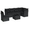 vidaXL Set de comedor de jard&iacute;n 7 pzas y cojines rat&aacute;n sint&eacute;tico negro