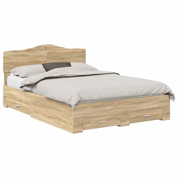vidaXL Estructura de cama con cabecera Roble Sonoma 140 x 190 cm
