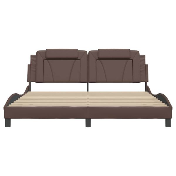 vidaXL Estructura de cama Viana sin colch&oacute;n cuero sint&eacute;tico marr&oacute;n 180x200cm