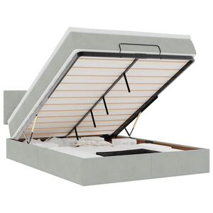 vidaXL Estructura cama otomana con colch&oacute;n gris claro 140x200cm