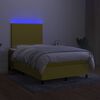vidaXL Cama box spring con colch&oacute;n y LED tela verde 120x200 cm