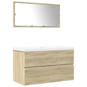 vidaXL Set de muebles de ba&ntilde;o 3 pzas madera contrachapada roble Sonoma