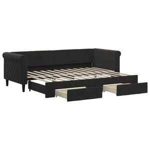 vidaXL Sof&aacute; cama nido con cajones terciopelo negro 80x200 cm