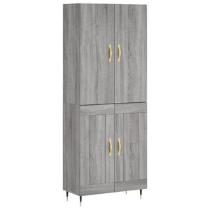 vidaXL Aparador alto madera contrachapada gris sonoma 69,5x34x180 cm
