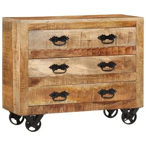 vidaXL Aparador con 3 cajones madera maciza de mango rugosa 80x30x65cm