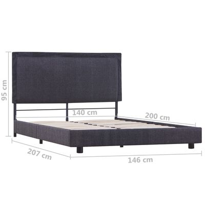 vidaXL Estructura de cama de tela gris oscura 140x200 cm
