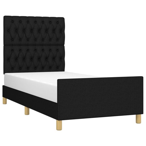 vidaXL Estructura de cama sin colch&oacute;n tela negro 100x200 cm