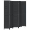 vidaXL Biombo separador de 5 paneles madera maciza Paulownia negro