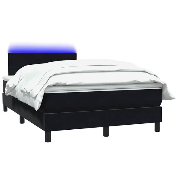 vidaXL Cama box spring con colch&oacute;n y LED terciopelo negro 120x210 cm