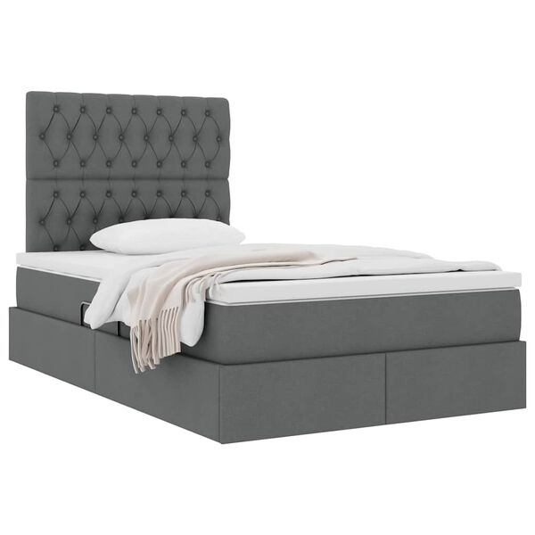 vidaXL Cama con almacenamiento con colchón Gris oscuro 120 x 200 cm