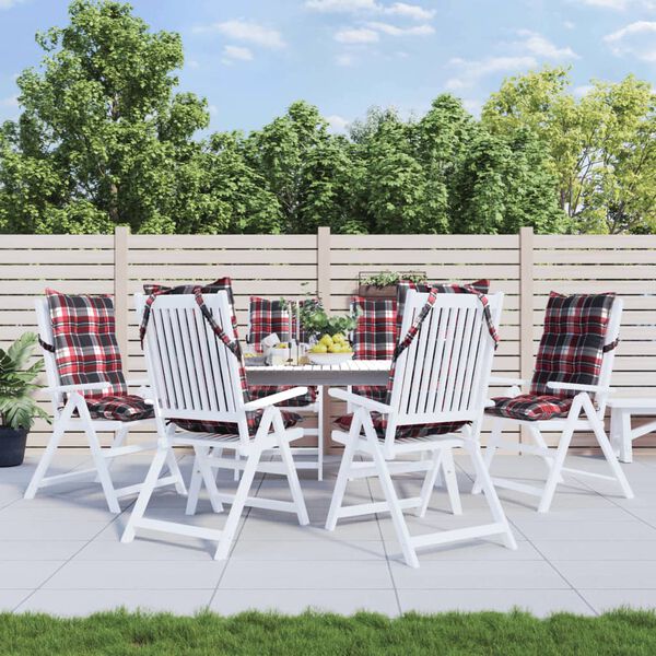 vidaXL Cojines para silla respaldo alto 6 uds tela Oxford cuadros rojo