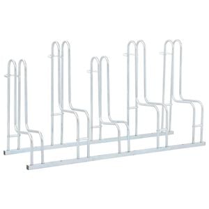 vidaXL Soporte para 5 bicicletas suelo independiente acero galvanizado