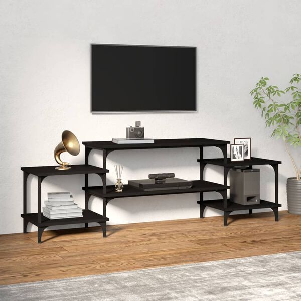 vidaXL Mueble para TV madera contrachapada negro 157x35x52 cm